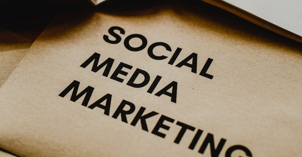 Close-up of brown envelopes with 'Social Media Marketing' text, ideal for startup themes.